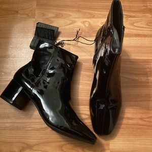 Shiny Black XXI Ankle Boots, Sz 10